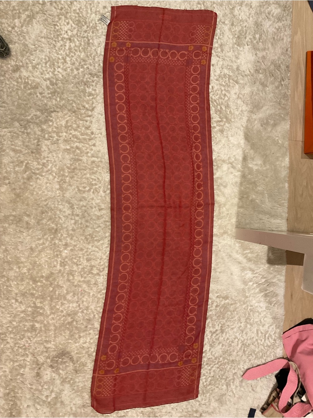 Salvatore Ferragamo Red Scarf with Subtle Orange Accents